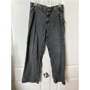 Y2K Old Navy Denim Carpenter Jeans Boys 18 Husky Cargo Faded Black